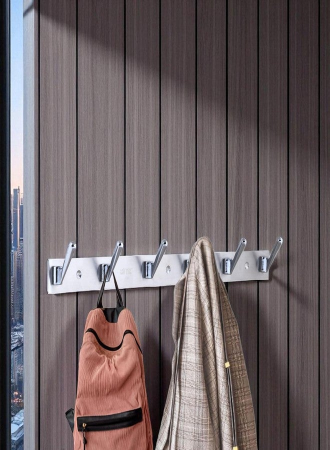 HingeMinds Stainless Steel Cloth Hanger for Wall, Clothes Hook Hangers Door Mounted, Bathroom Hooks for Hanging Towel, Wall Mount Shirt Hangers, Dress Holder Hooks - 6 Pin - XL, Pack of 2, Silver - Image 4